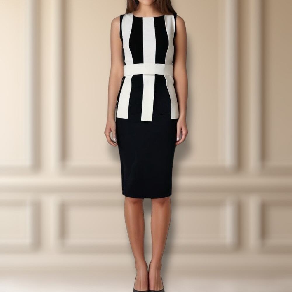 Chiara Boni Size 2 La Petite Robe Julita Cocktail Dress Black White Artsy Chic